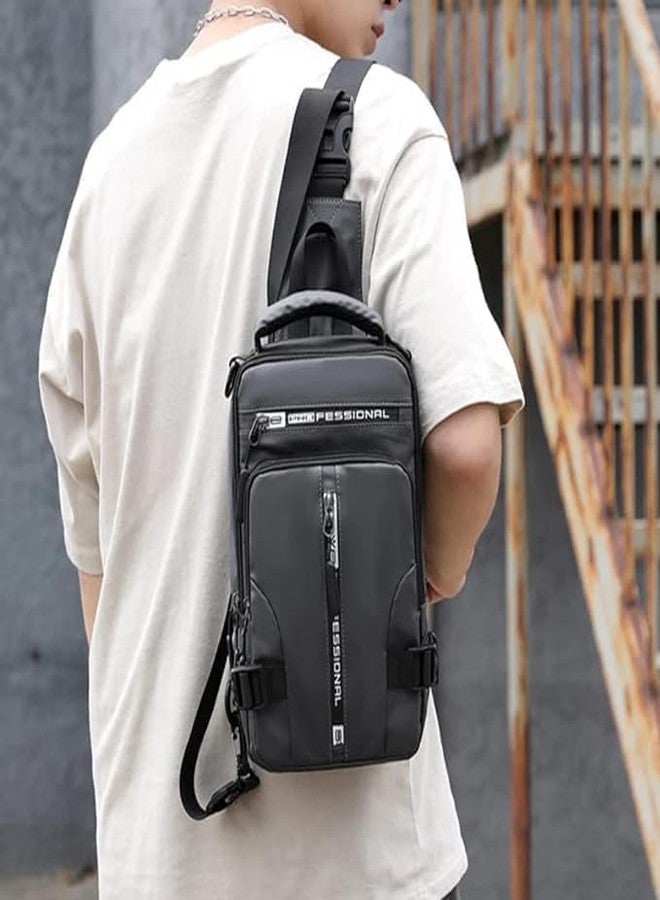 LOCANS Men cross backpack Sling Bag black green Waterproof Sling Backpack Bag Sling Bag For Men & Women Bag with USB Charging Port for Travel Hiking Jogging Gym Picnic Daily Use (MULTICOLOR) - Image 4